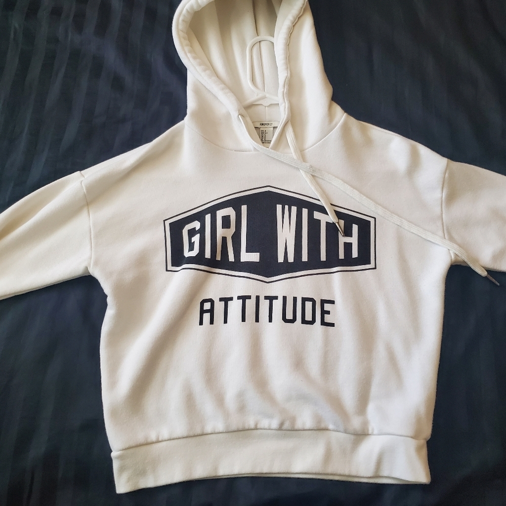Girl With Attitude Graphic Hoodie Crop Top